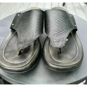 Dansko Womens Black Leather Thong Sandals Flip Flops Face Size 41‎